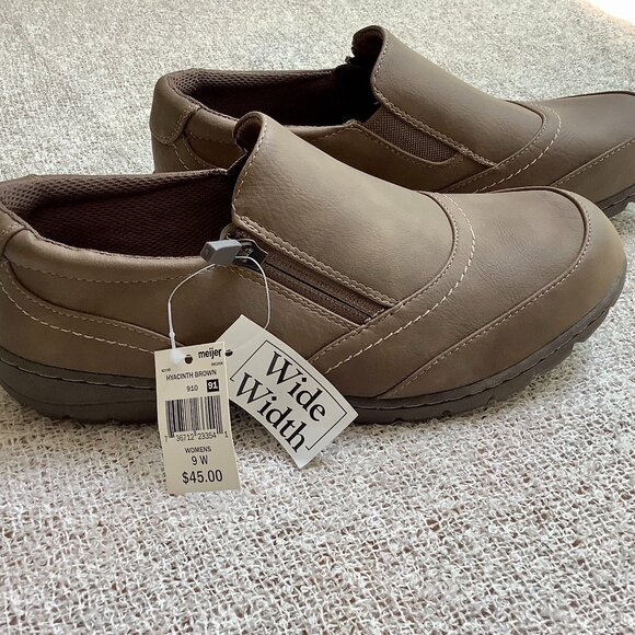 Dr Scholl's Wide Width Brown Slip on Shoe Sz 9W NWT - Picture 1 of 10